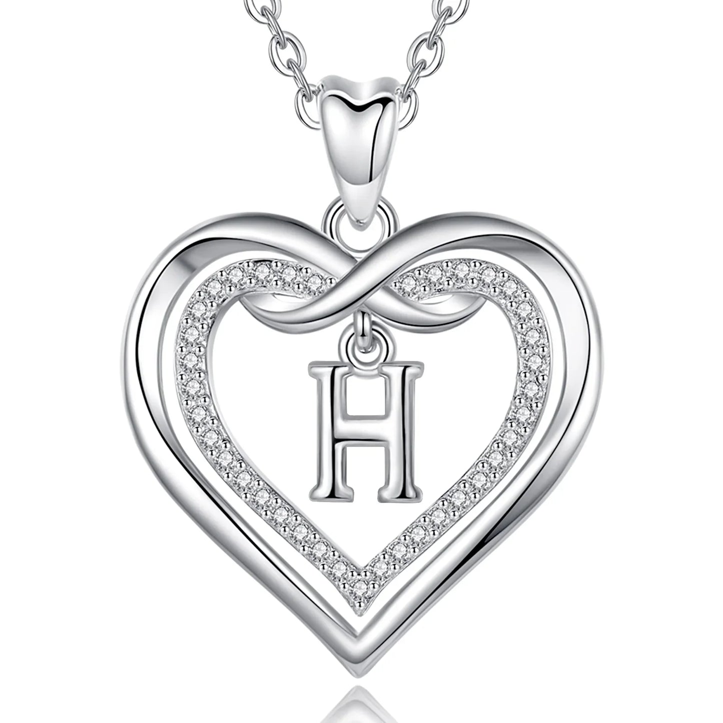 925 שרשרת לב כסף זירקון